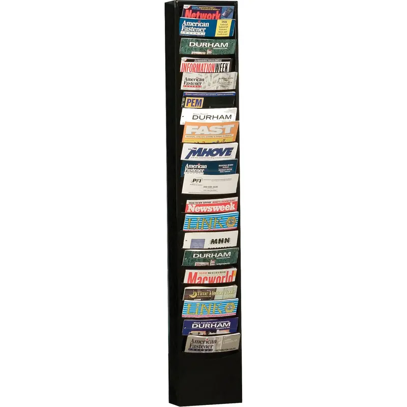 Literature Storage Racks, Stationary, 20 Slots, Steel, 9-3/4" W X 4-1/8" D X 58" H 1