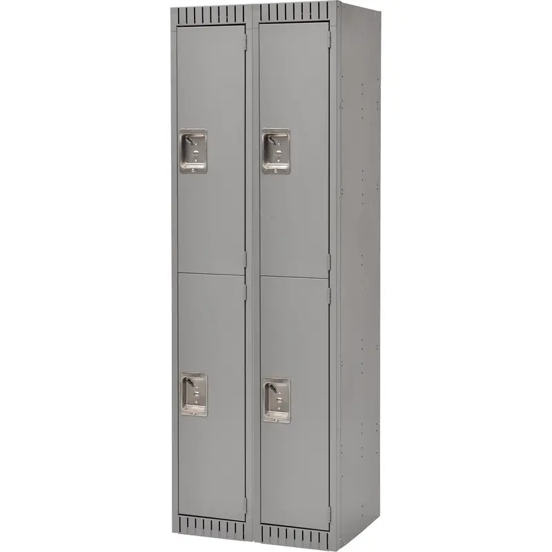 Lockers, 2 -Tier, Bank Of 2, 24" X 18" X 72", Steel, Grey, Rivet (Assembled) 1