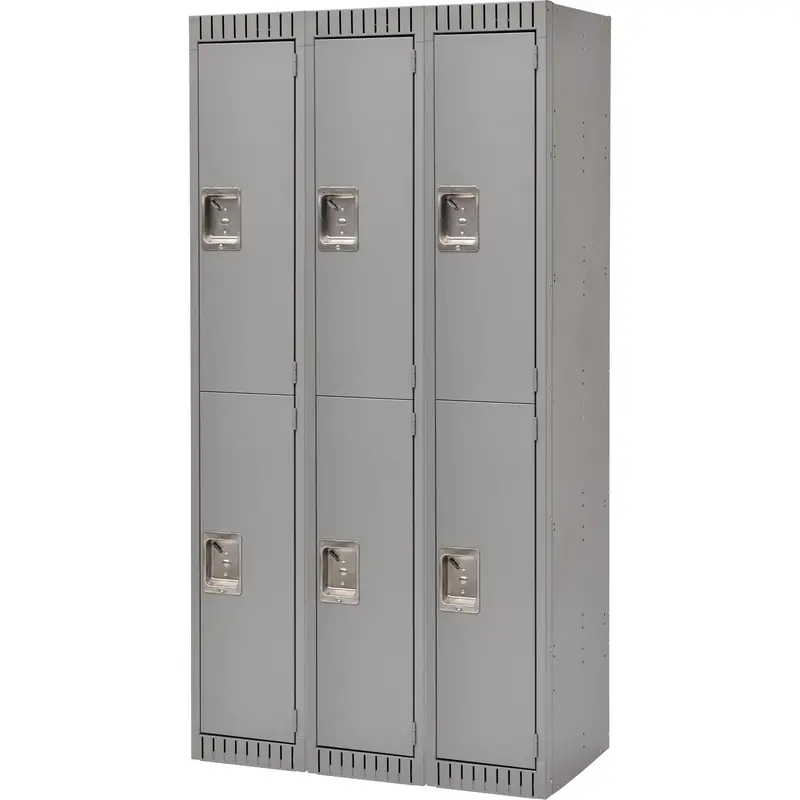 Lockers, 2 -Tier, Bank Of 3, 36" X 18" X 72", Steel, Grey, Rivet (Assembled) 1
