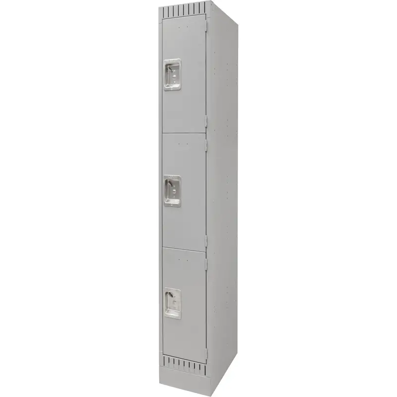 Lockers, 3 -Tier, 12" X 18" X 76", Steel, Grey, Knocked Down 1