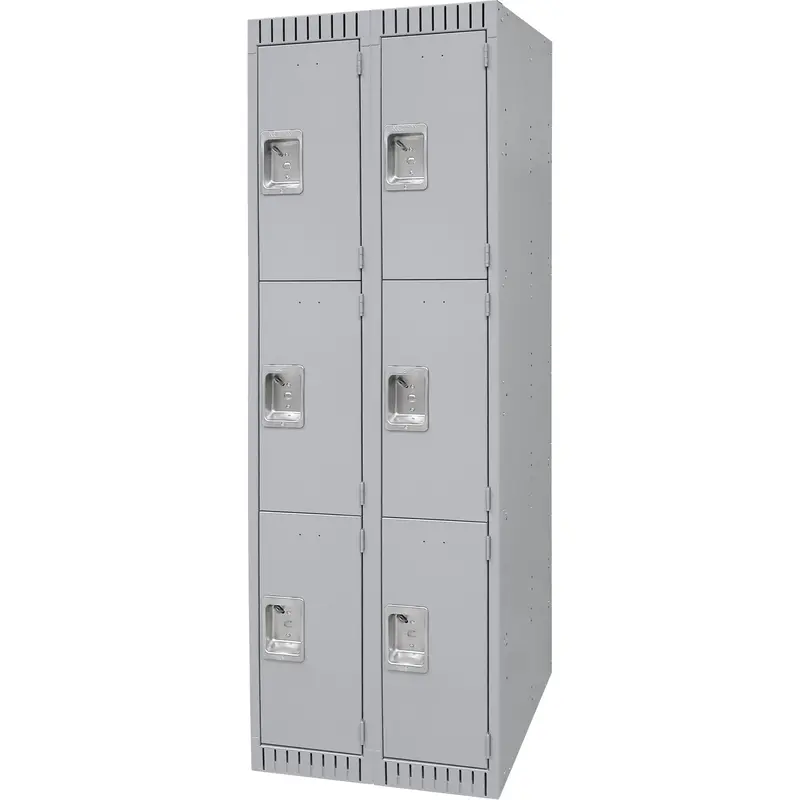 Lockers, 3 -Tier, Bank Of 2, 24" X 18" X 72", Steel, Grey, Knocked Down 1