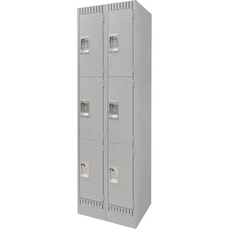 Lockers, 3 -Tier, Bank Of 2, 24" X 18" X 76", Steel, Grey, Knocked Down 1