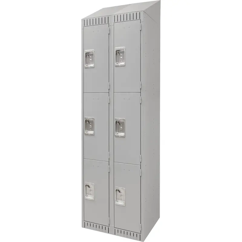 Lockers, 3 -Tier, Bank Of 2, 24" X 18" X 82", Steel, Grey, Knocked Down 1