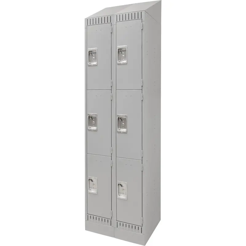 Lockers, 3 -Tier, Bank Of 2, 24" X 18" X 86", Steel, Grey, Knocked Down 1