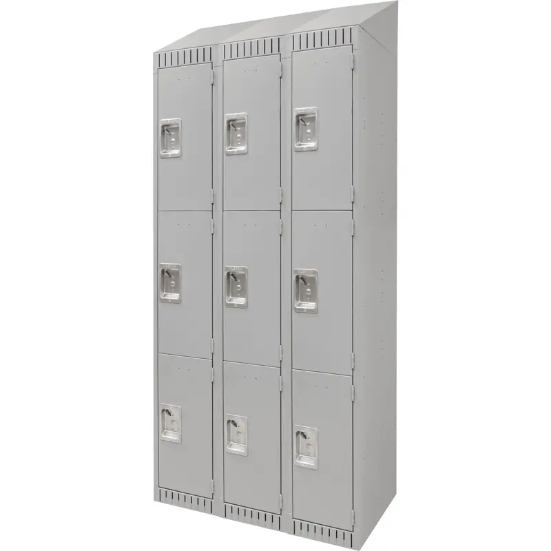 Lockers, 3 -Tier, Bank Of 3, 36" X 18" X 82", Steel, Grey, Knocked Down 1