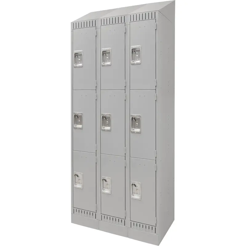 Lockers, 3 -Tier, Bank Of 3, 36" X 18" X 86", Steel, Grey, Knocked Down 1