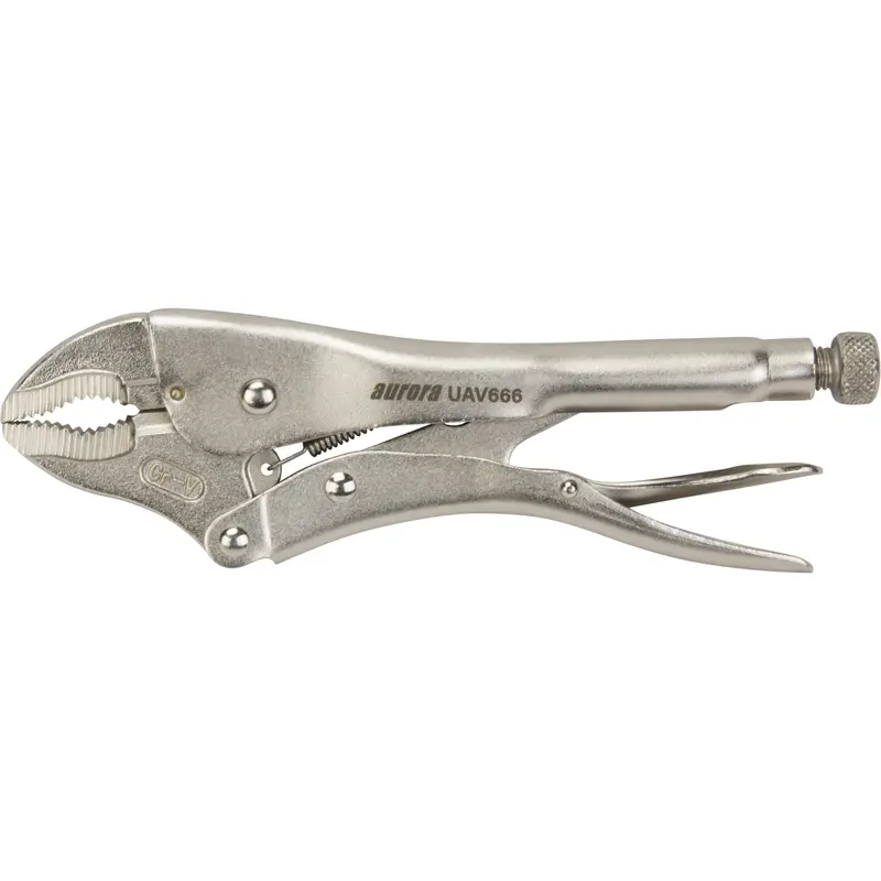 Locking Pliers With Wire Cutter, 10" Length, Curved Jaw 1