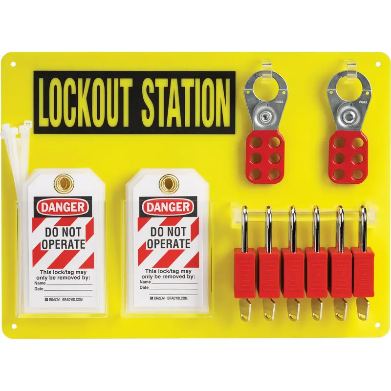 Lockout Board With Keyed Alike Nylon Safety Lockout Padlocks, Plastic Padlocks, 6 Padlock Capacity, Padlocks Included 1