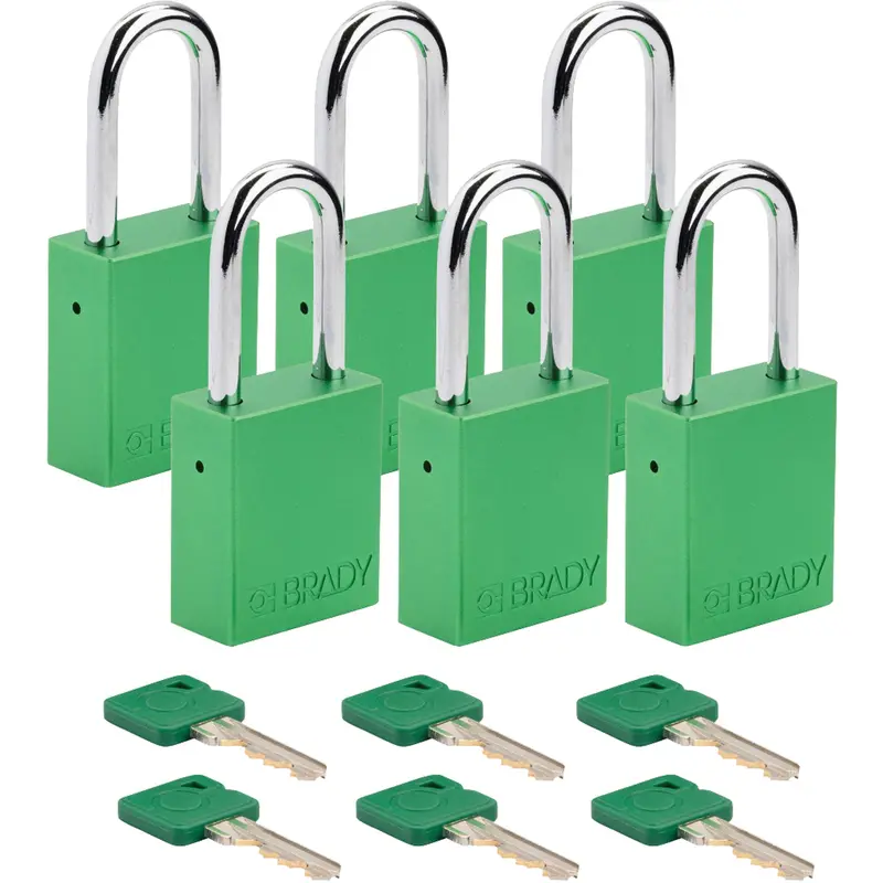 Lockout Padlock, Safety Padlock, Keyed Alike, Aluminum, 1-1/2" Width 1