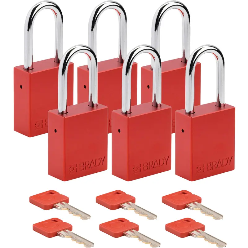 Lockout Padlock, Safety Padlock, Keyed Alike, Aluminum, 1-1/2" Width 1
