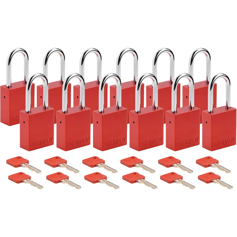 Lockout Padlock, Safety Padlock, Keyed Alike, Aluminum, 1-1/2" Width 1