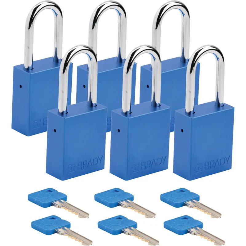 Lockout Padlock, Safety Padlock, Keyed Different, Aluminum, 1-1/2" Width 1