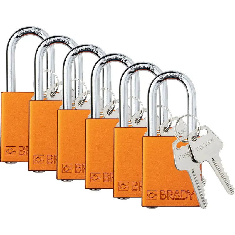 Lockout Padlock, Safety Padlock, Keyed Different, Aluminum, 1-1/2" Width 1