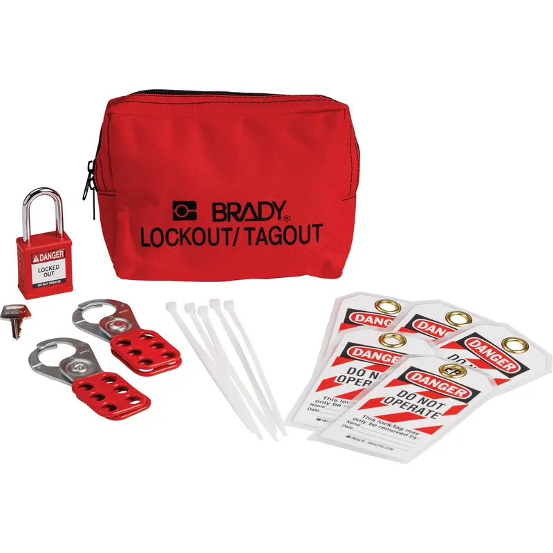 Lockout Tagout Kit With Nylon Safety Padlock In Pouch, Electrical Kit, 14 Components 1