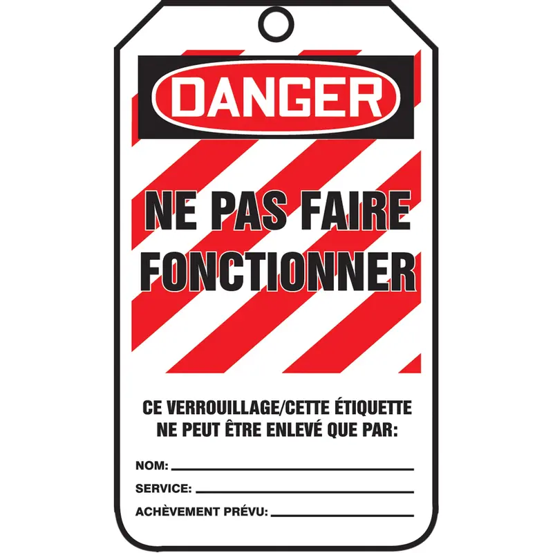 Lockout Tags, Cardstock, 3-1/8" W X 5-7/8" H, French 1