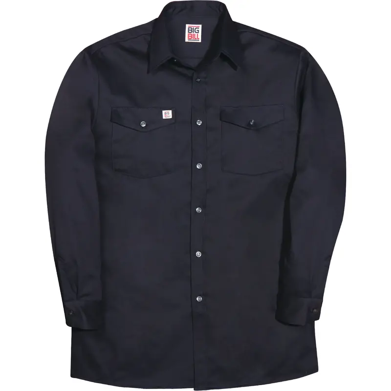 Long-Sleeve Industrial Work Shirt, Men's, X-Large, Navy Blue 1