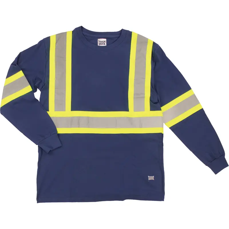 Long Sleeve Safety T-Shirt, Cotton, Large, Navy Blue 1