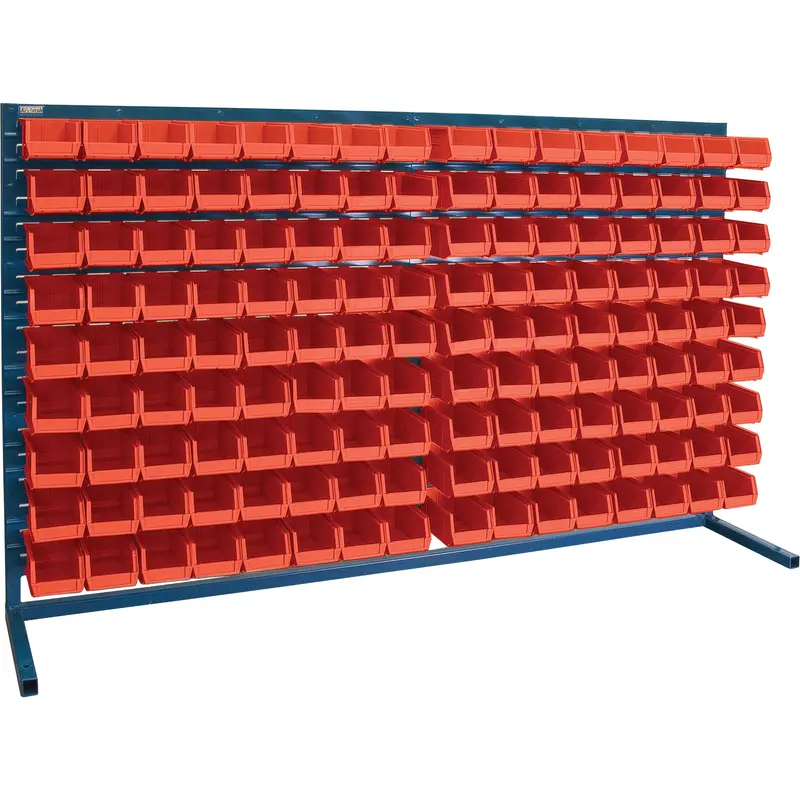 Louvered Rack With Bins, 144 Bins, 72" W X 15" D X 40" H 1