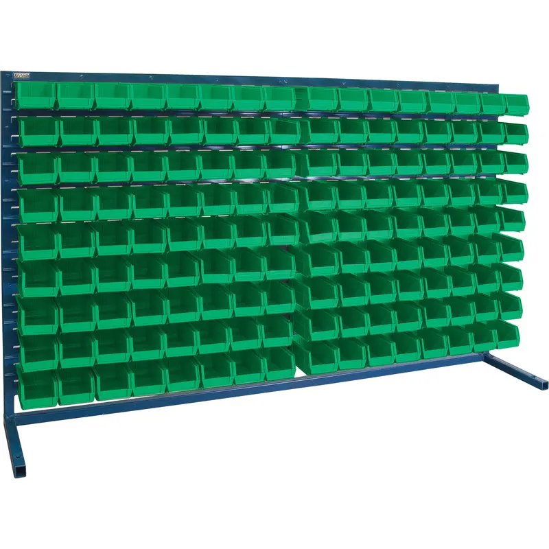 Louvered Rack With Bins, 144 Bins, 72" W X 15" D X 40" H 1