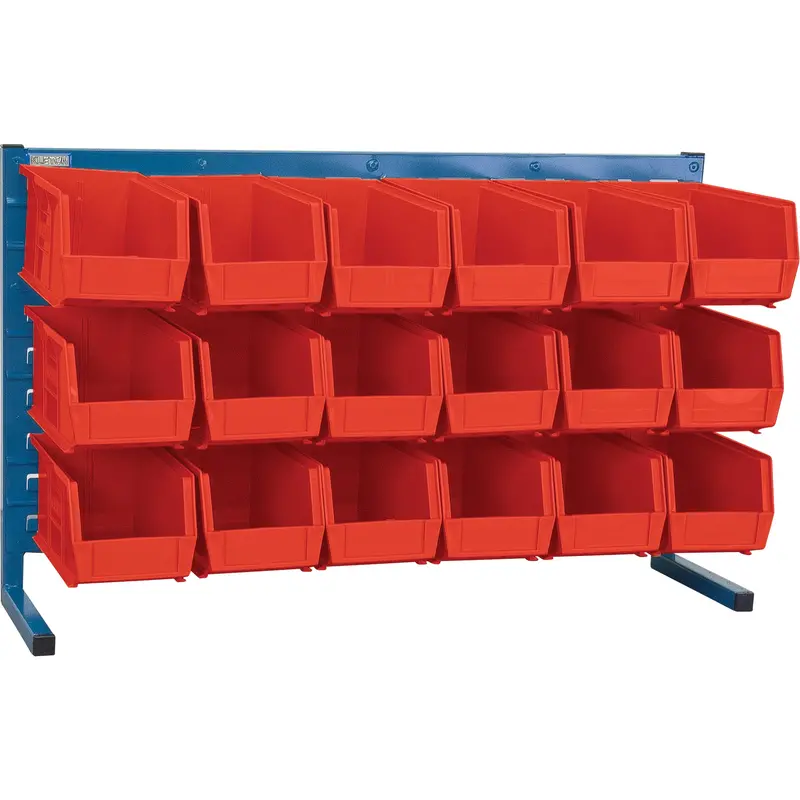 Louvered Rack With Bins, 18 Bins, 36" W X 8-1/4" D X 22" H 1