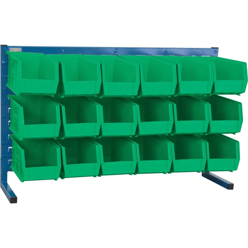 Louvered Rack With Bins, 18 Bins, 36" W X 8-1/4" D X 22" H 1