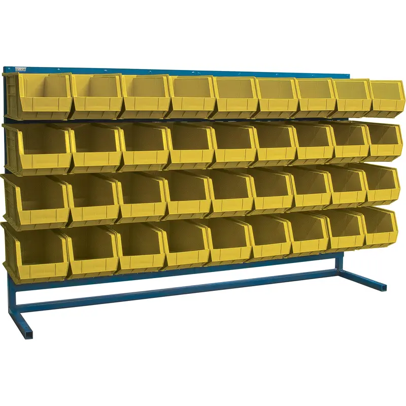 Louvered Rack With Bins, 36 Bins, 72" W X 15" D X 40" H 1
