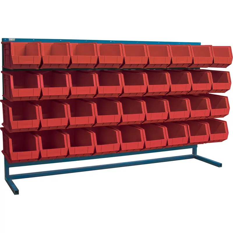 Louvered Rack With Bins, 36 Bins, 72" W X 15" D X 40" H 1
