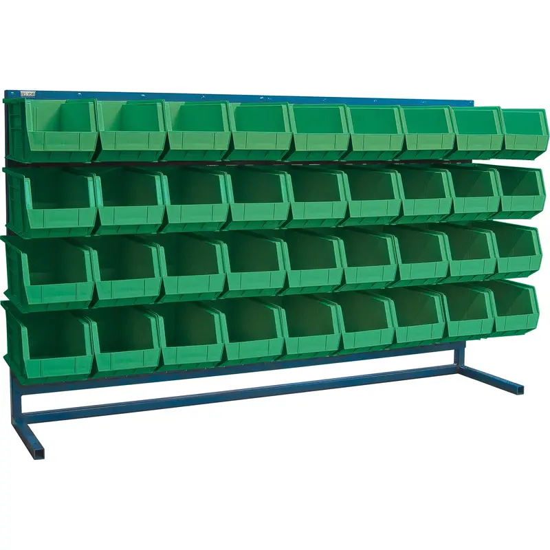 Louvered Rack With Bins, 36 Bins, 72" W X 15" D X 40" H 1