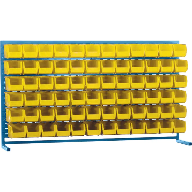 Louvered Rack With Bins, 72 Bins, 72" W X 15" D X 40" H 1