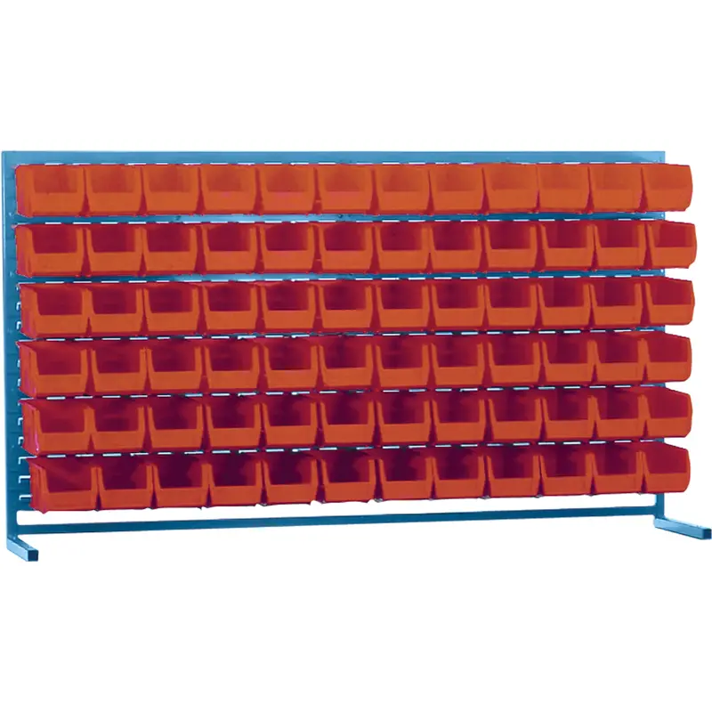 Louvered Rack With Bins, 72 Bins, 72" W X 15" D X 40" H 1
