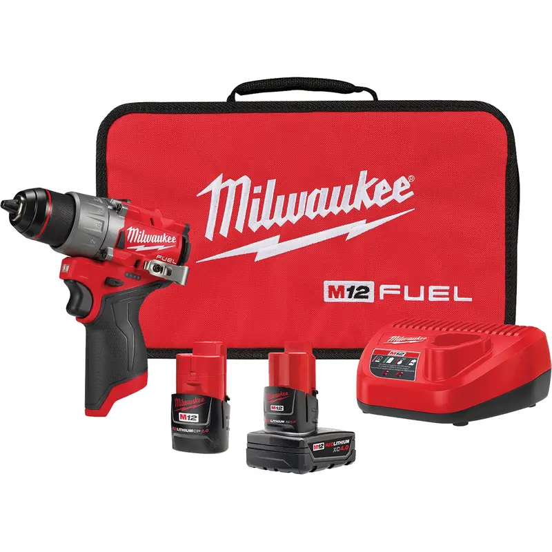 M12 Fuel™ Drill/Driver Kit, Lithium-Ion, 12 V, 1/2" Chuck, 400 In-Lbs Torque 1