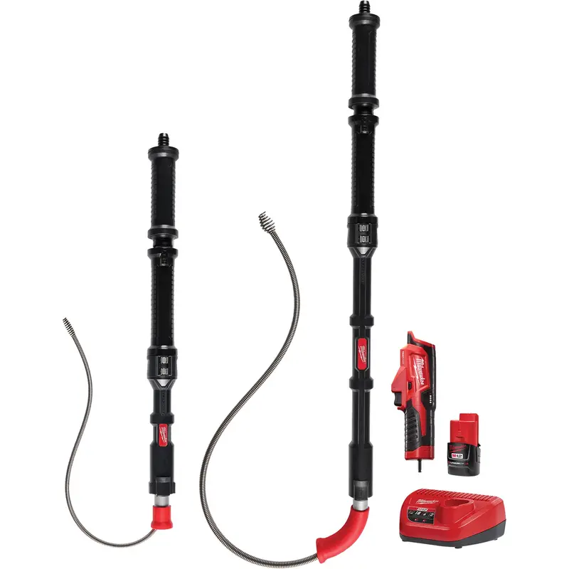 M12™ Trapsnake™ 2-Tool Combo Urinal Auger Kit, Powered, Bulb, 4'/6' Cable Length, 1/2"/3/8" Cable Diameter 1