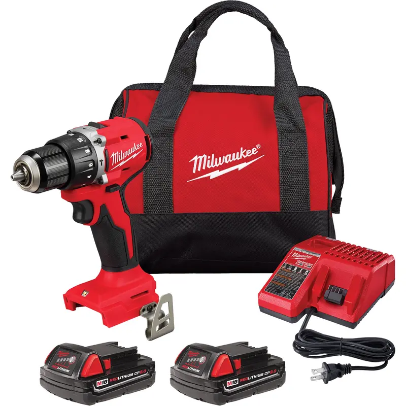 M18™ Compact Brushless Hammer Drill/Driver Kit, Lithium-Ion, 18 V, 1/2" Chuck, 550 In-Lbs Torque 1