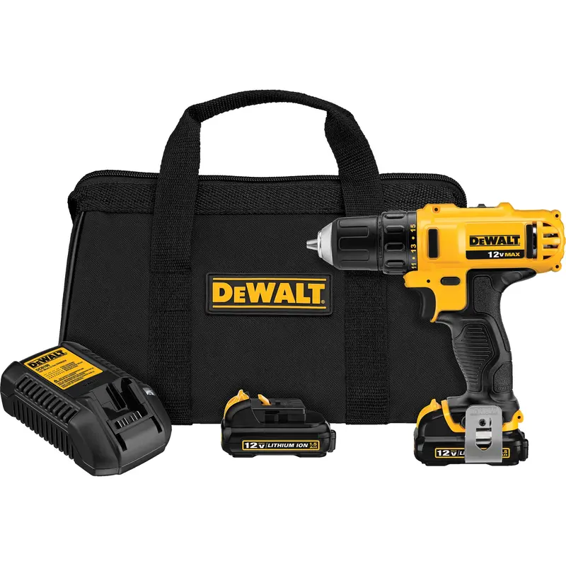 Max Drill Driver Kit, Lithium-Ion, 12 V, 3/8" Chuck, 189 Uwo Torque 1