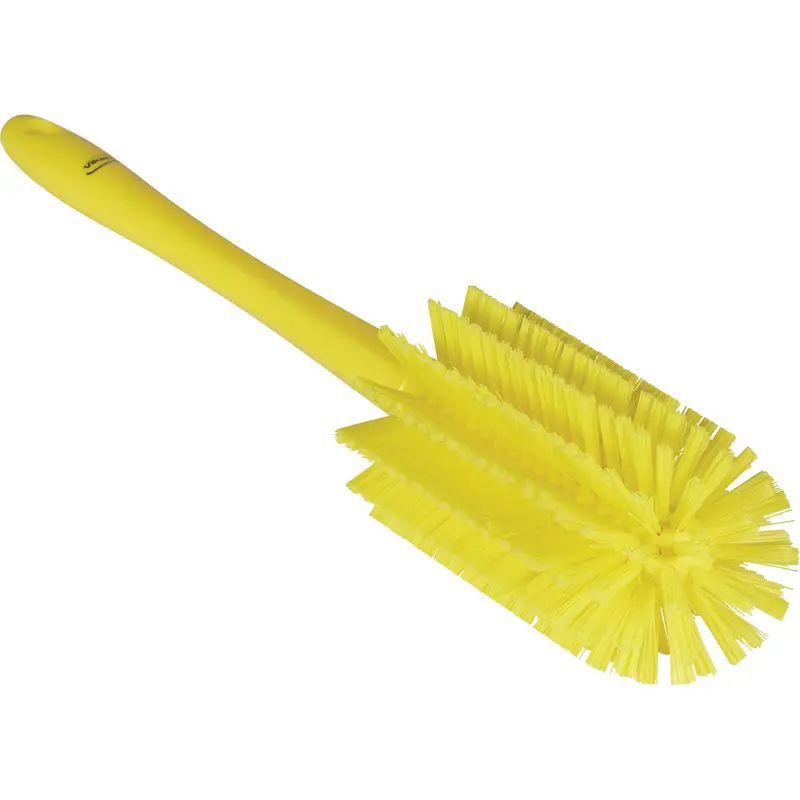 Medium Brush With Handle, Stiff Bristles, 17" Long, Yellow 1