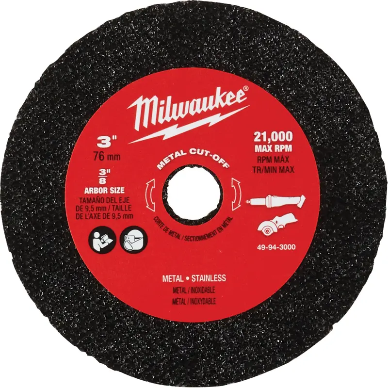 Metal Cut Off Wheel, 3" X 0.04", 3/8" Arbor 1