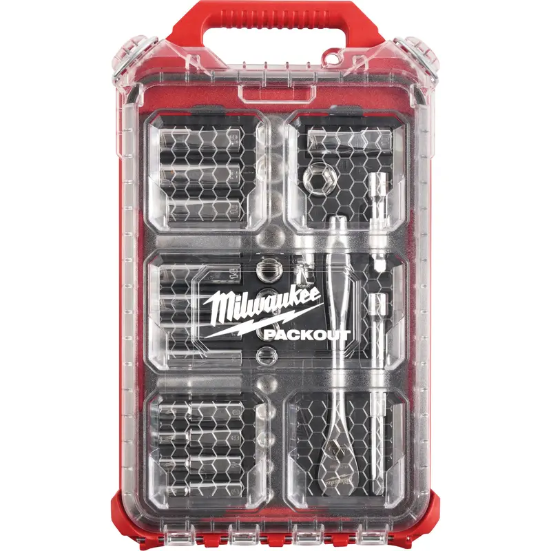 Metric Ratchet & Socket Set With Packout™ Low-Profile Compact Organizer, 32 Pcs, 3/8" Drive Size, Deep 1