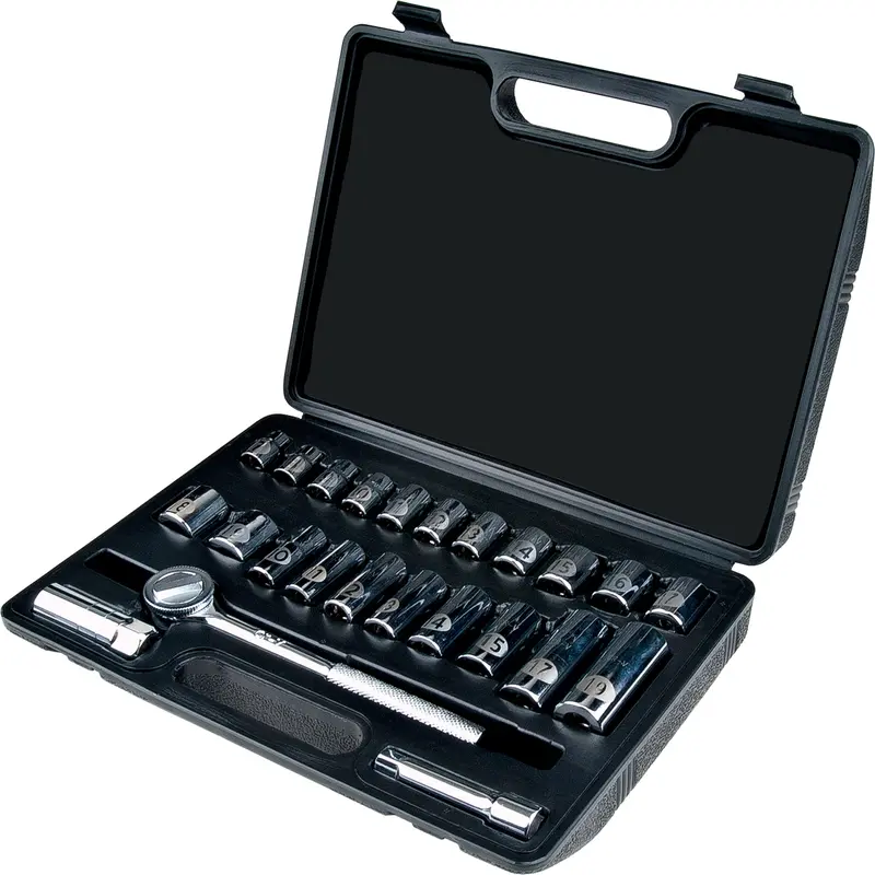 Metric Socket Set, 24 Pcs, 3/8" Drive Size, Deep 1