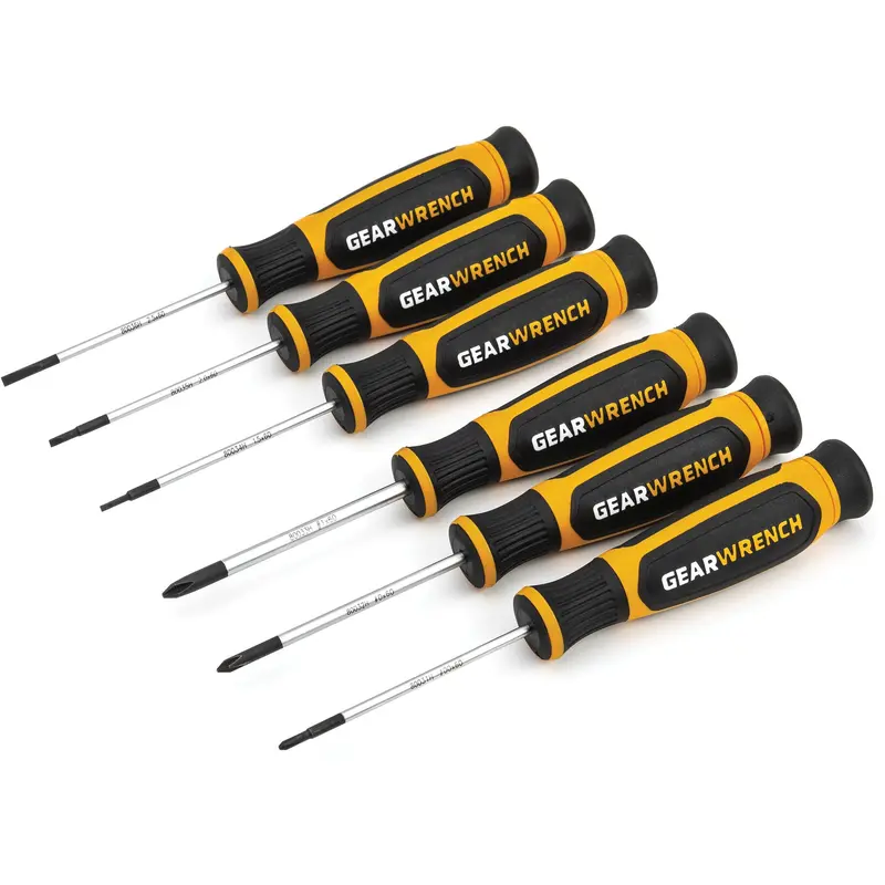 Mini Phillips®/Slotted Dual Material Screwdriver Set, 6 Pcs. 1