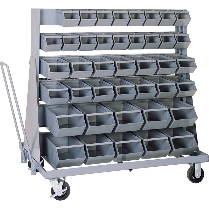 Mobile Bin Unit, Single-Sided, 42 Bins, 37" W X 21" D X 50-1/2" H 1
