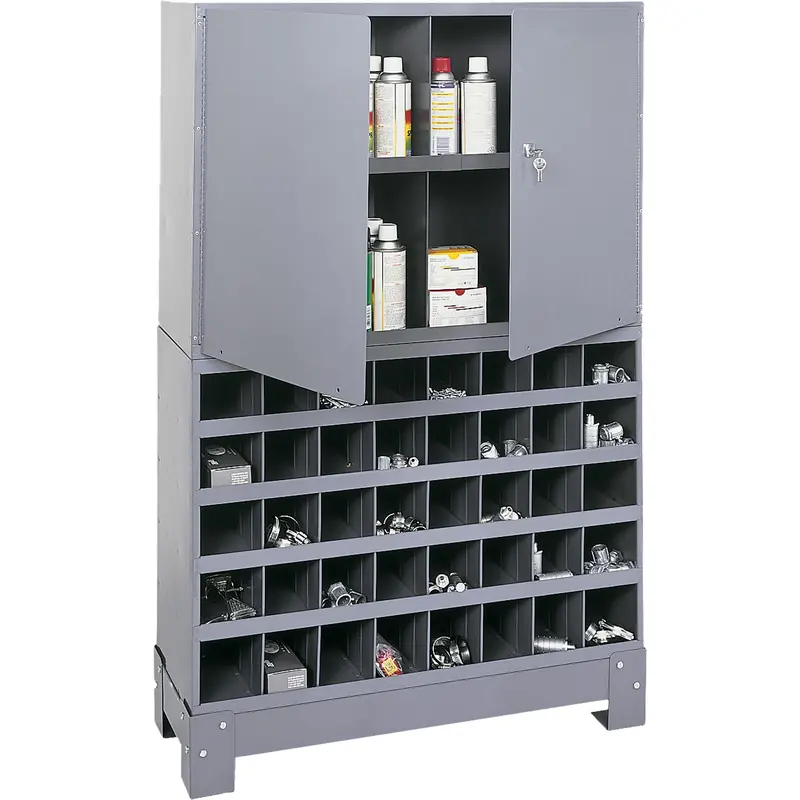 Modular Small Parts Storage Unit, Steel, 0 Drawers, 33-3/4" X 12-1/4" X 53-1/2", Grey 1