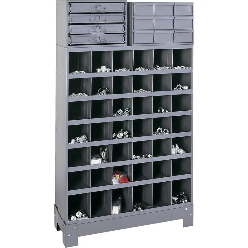 Modular Small Parts Storage Unit, Steel, 13 Drawers, 33-3/4" X 12-1/4" X 59", Grey 1