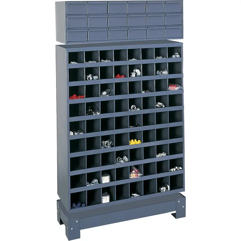 Modular Small Parts Storage Unit, Steel, 18 Drawers, 33-3/4" X 12-1/4" X 58-5/8", Grey 1
