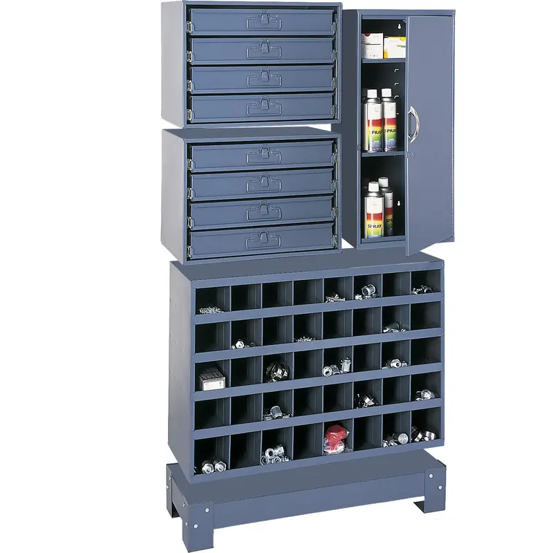 Modular Small Parts Storage Unit, Steel, 8 Drawers, 33-3/4" X 12-1/4" X 59-5/8", Grey 1