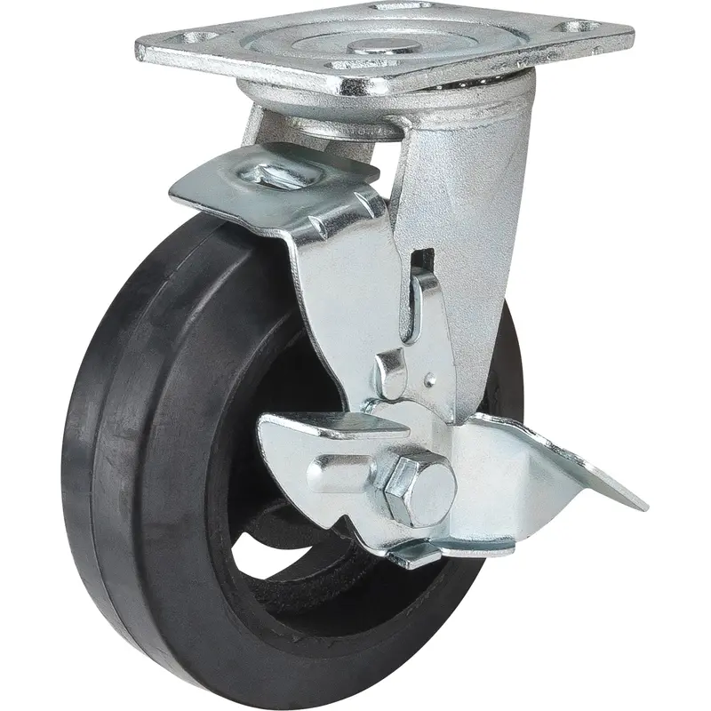 Mold-On Caster, Swivel With Brake, 8" (203.2 Mm), Rubber, 660 Lbs. (299 Kg.) 1