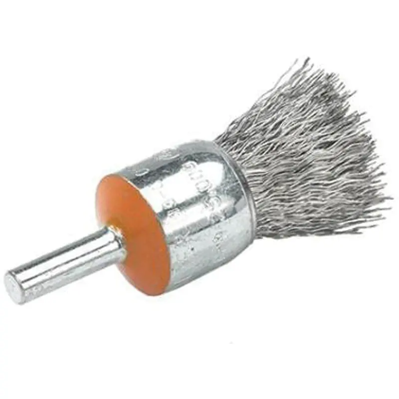 Mounted End Brush With Crimped Wires, 1/2", 0.01" Fill, 1/4" Shank 1