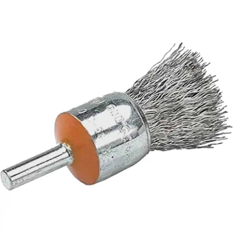 Mounted End Brush With Crimped Wires, 1/2", 0.02" Fill, 1/4" Shank 1