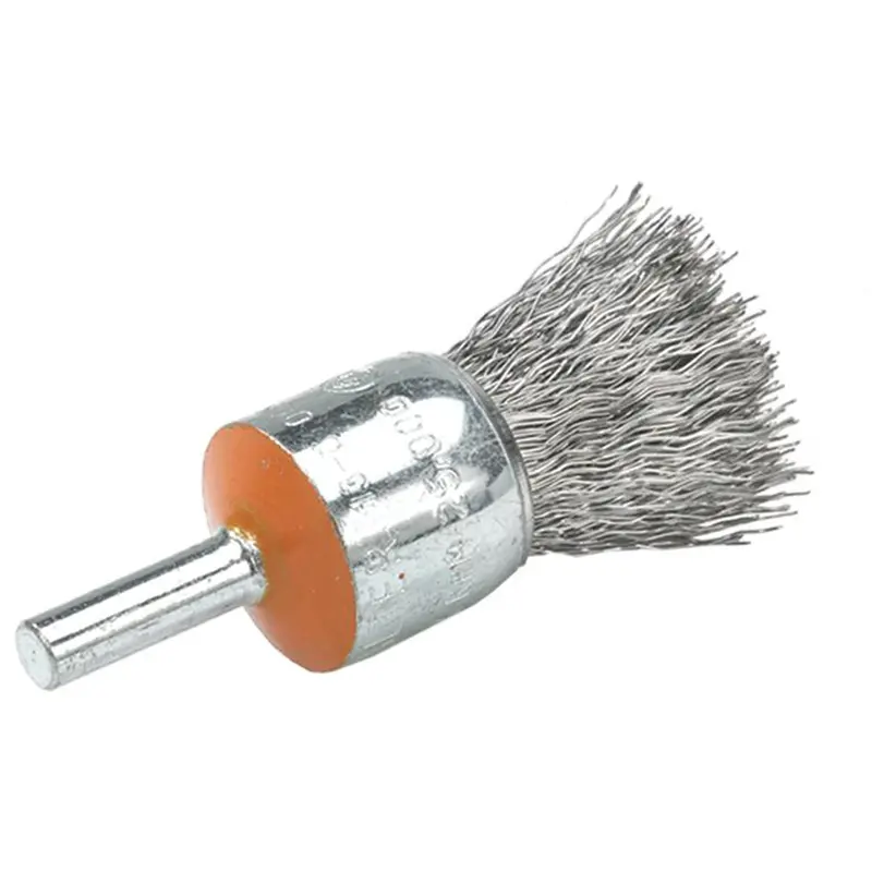 Mounted End Brush With Crimped Wires, 3/4", 0.014" Fill, 1/4" Shank 1