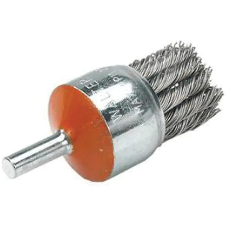 Mounted Knot-Twisted Wire Brush, 1-1/8" Dia., 0.02" Wire Dia., 1/4" Shank 1