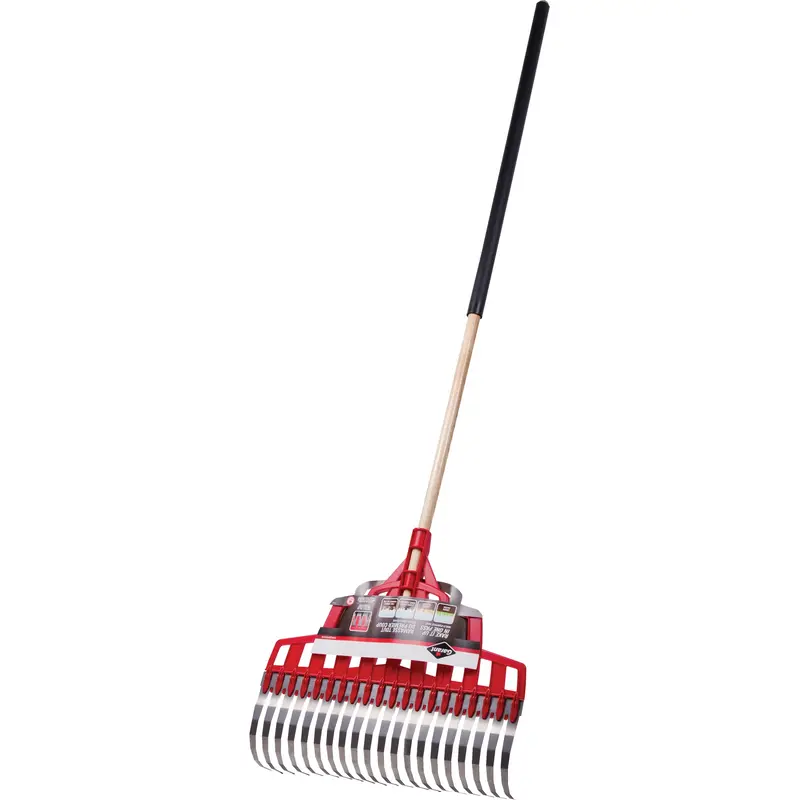 Multi-Purpose Lawn Rake, 20" Blade, 20 Tines, Hardwood Handle, Steel Blade 1